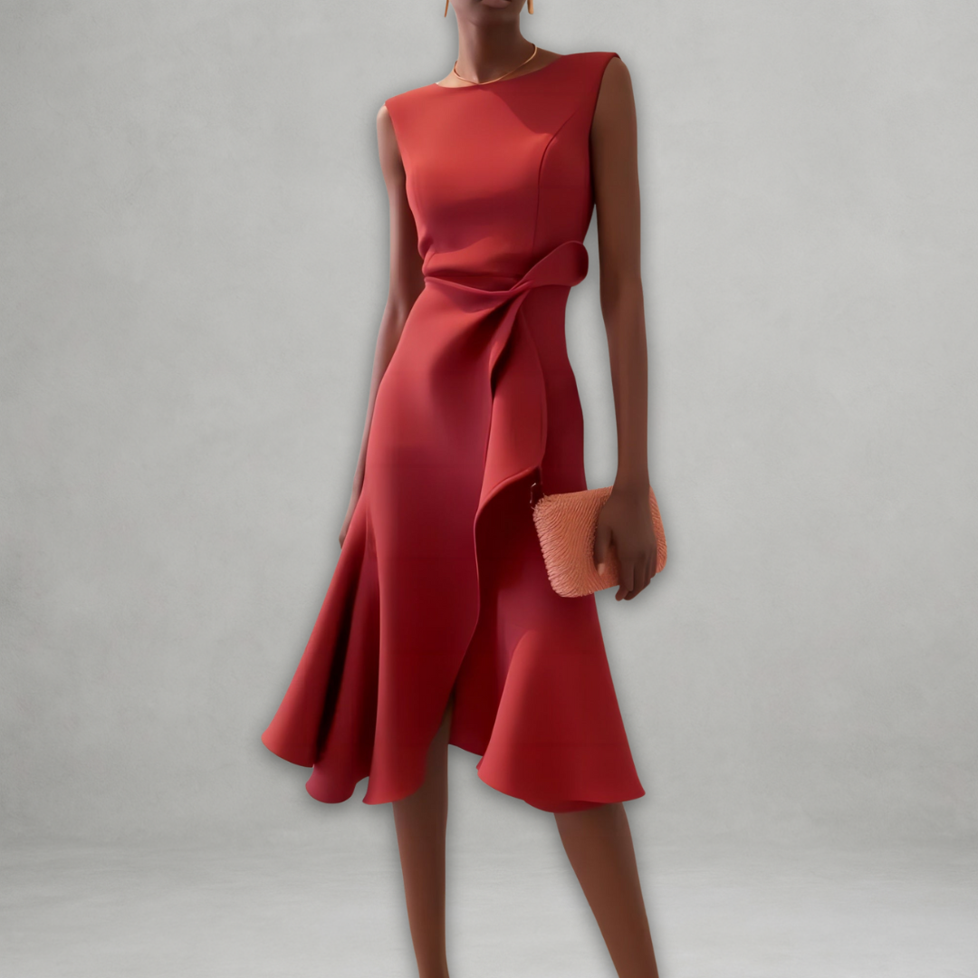 Aslaug | Elegant midikjole med volanger