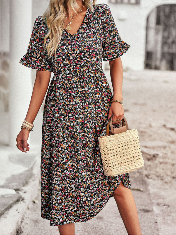 Aasalill | Boho Blomsterprint Midikjole