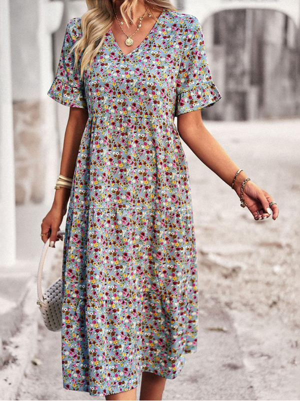 Aasalill | Boho Blomsterprint Midikjole