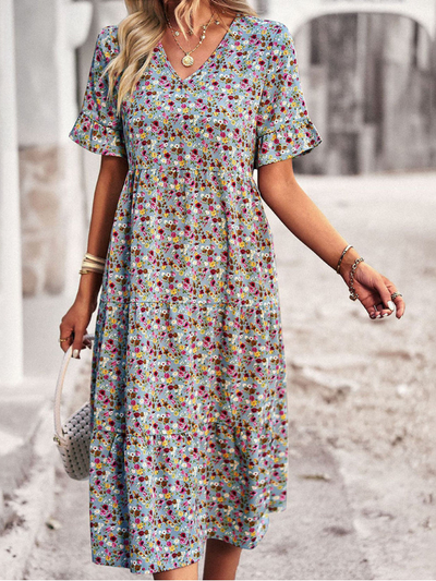 Aasalill | Boho Blomsterprint Midikjole