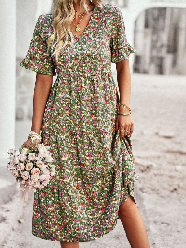 Aasalill | Boho Blomsterprint Midikjole