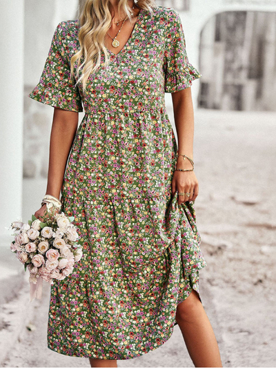 Aasalill | Boho Blomsterprint Midikjole