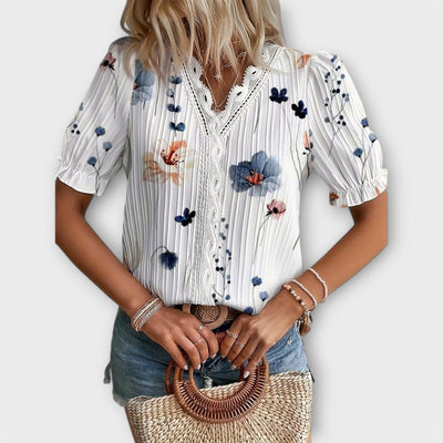 Thyra | Tidlause Bluse med V-hals