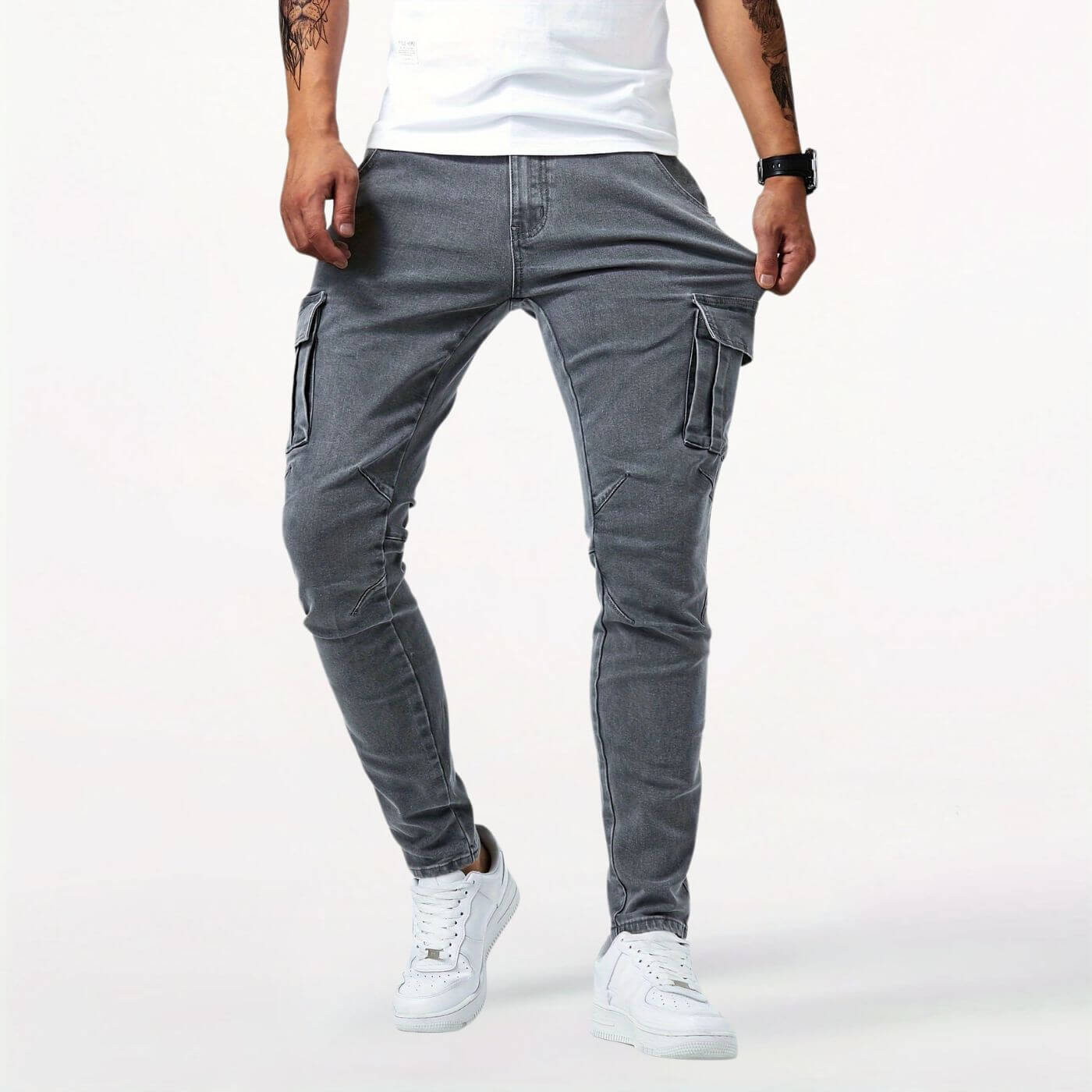 Aron™ - Stretch Cargo Jeansbukser i Denim