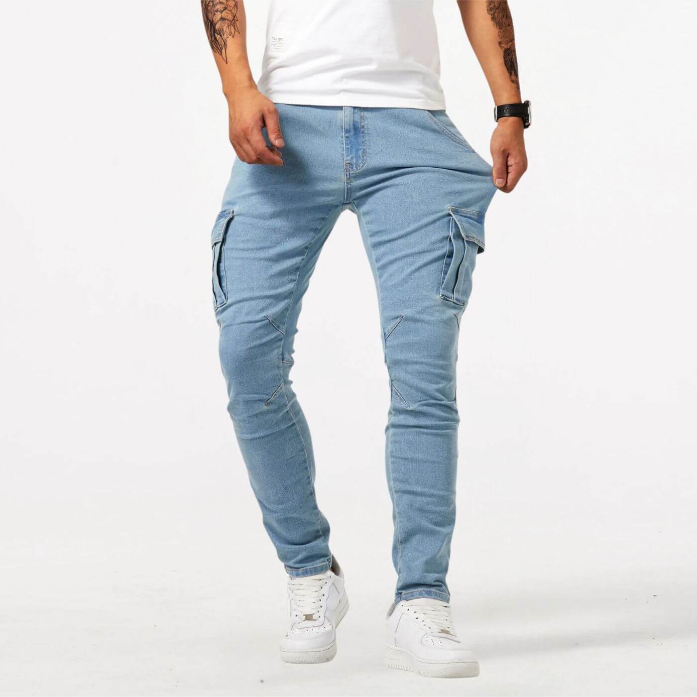 Aron™ - Stretch Cargo Jeansbukser i Denim