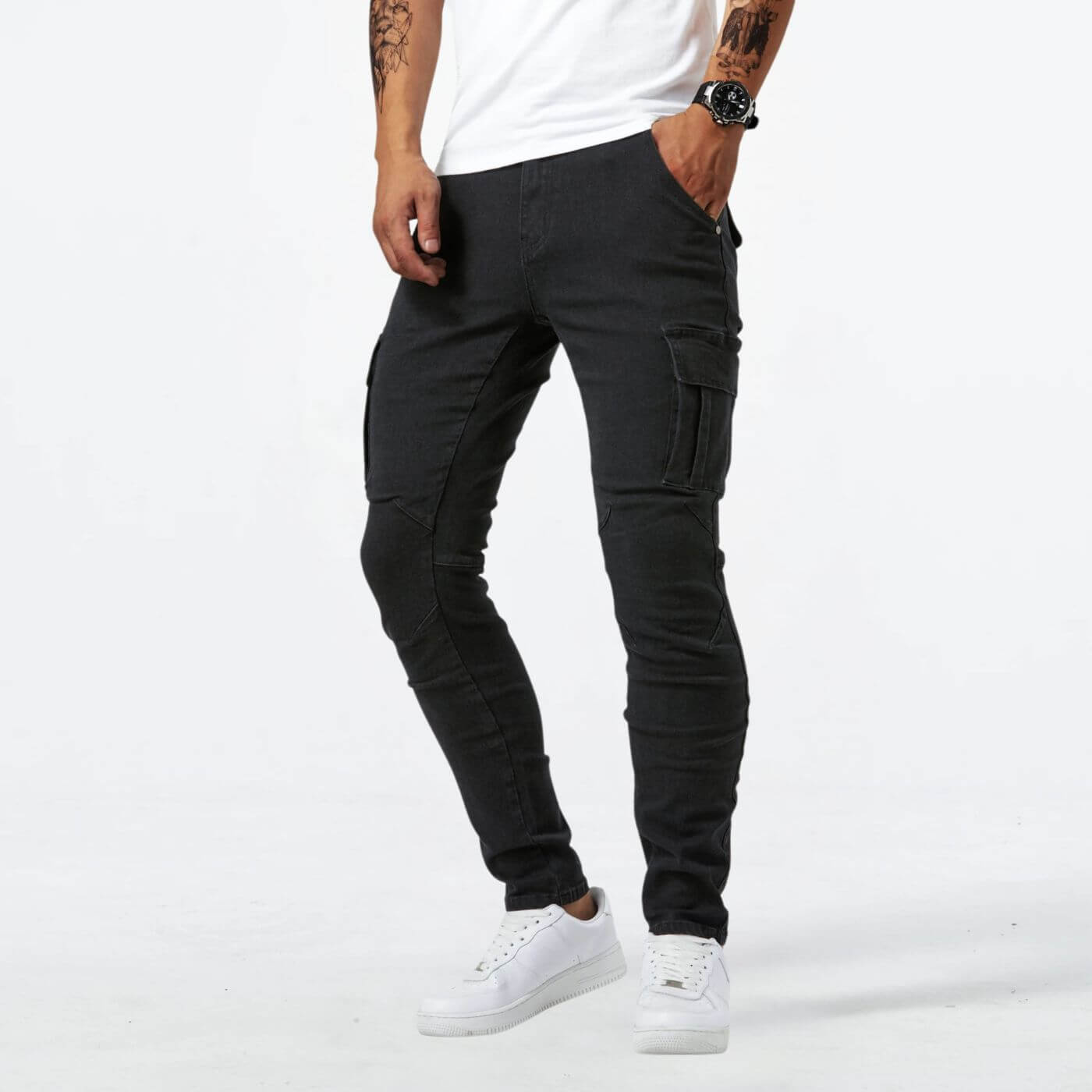 Aron™ - Stretch Cargo Jeansbukser i Denim