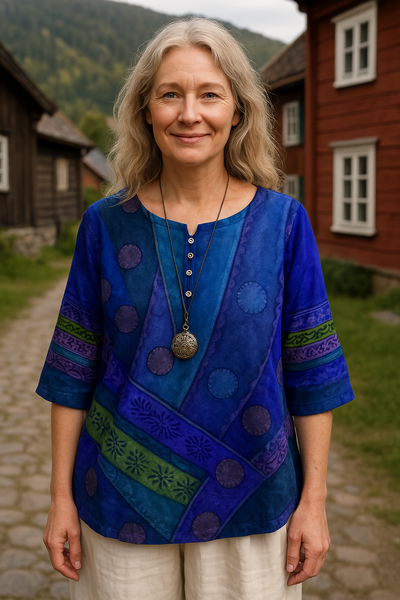 Embla | Komfortabel og Fargerik Topp med Halvlange Ermer