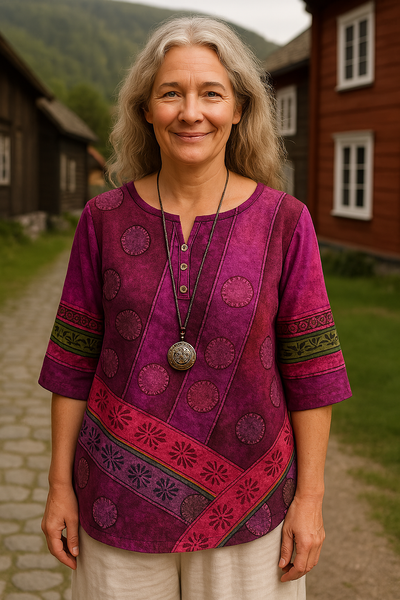 Embla | Komfortabel og Fargerik Topp med Halvlange Ermer