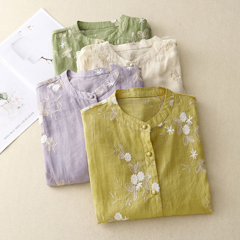 Malin | Bluse med broderte blomster